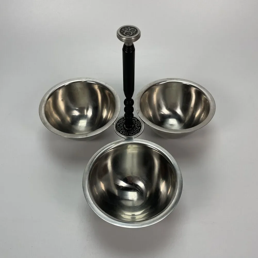 Vintage Oneida Custom Stainless 18/8 Condiment Relish 3 Bowl Server Original Box